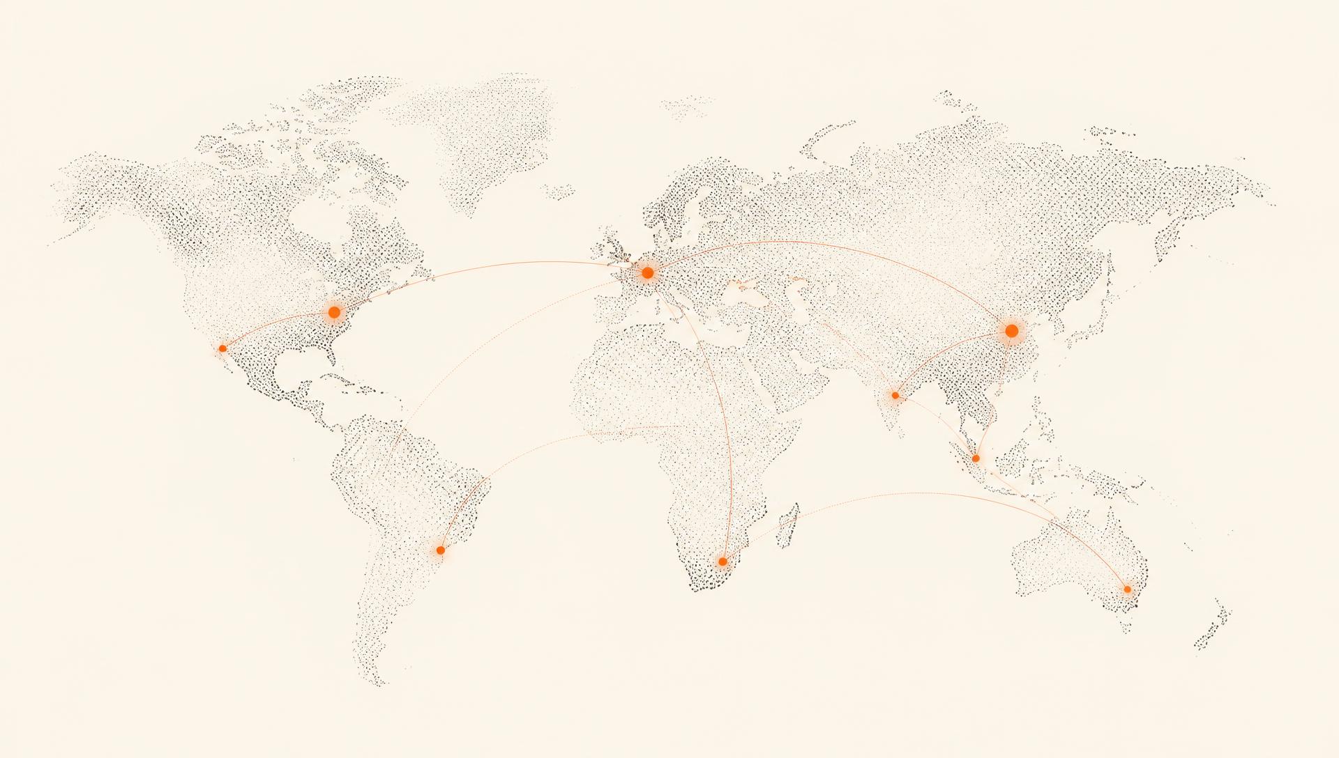 World map with active story regions